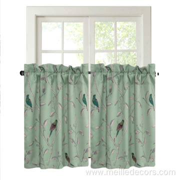 Ultra Soft Textured Curtain Tiers Birds Pattern
